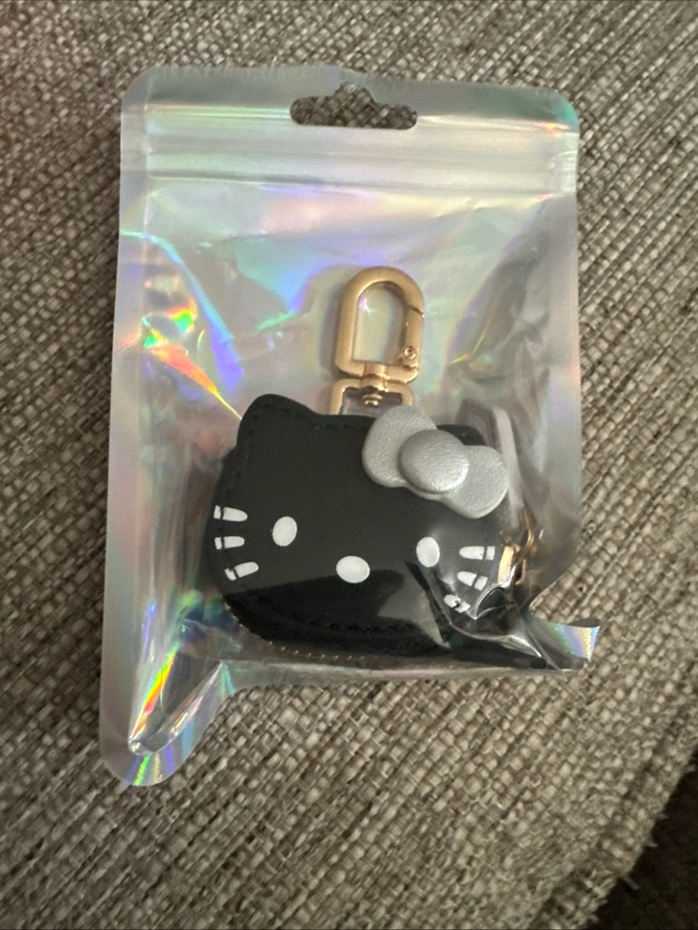 Hello Kitty Black and Silver Keychain Pouch